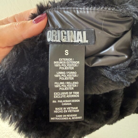 Original Nicole Miller Faux Fur Black Reversible Vest - Small - Picture 6 of 6